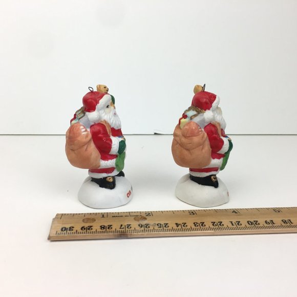 2 Vtg 1995 CVS Santa w Bear Christmas Holiday Ornaments Ceramic Collectible - Picture 4 of 10